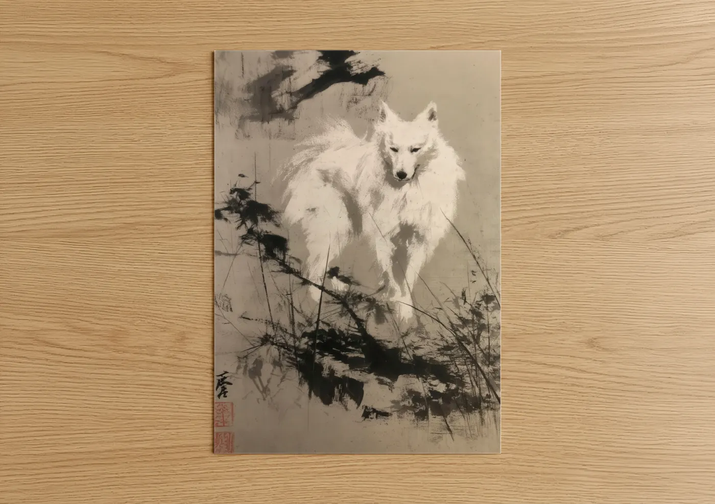 Arctic Spitz Winter Watercolor Wall Art