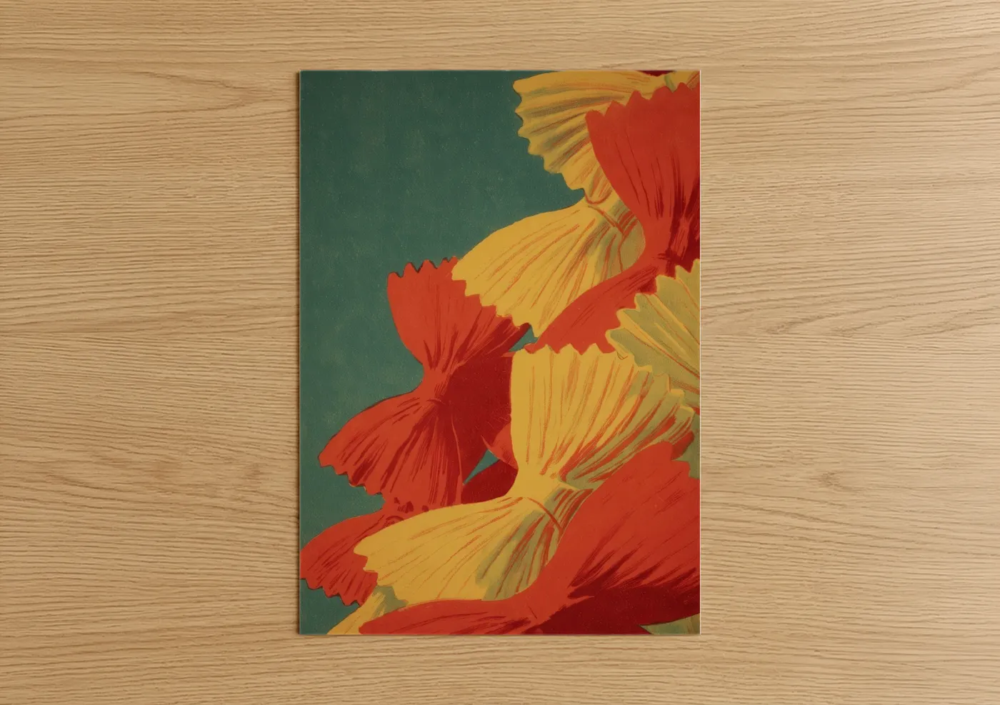 Golden Pasta Ribbons Modern Wall Art