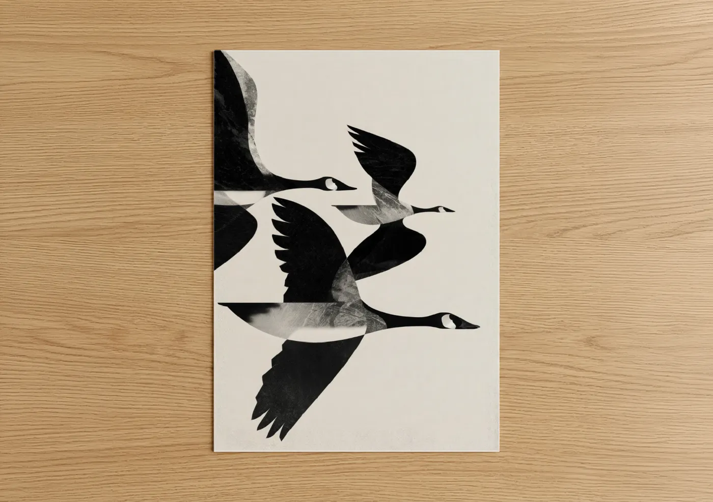Black and White Geese in Flight Wall Art