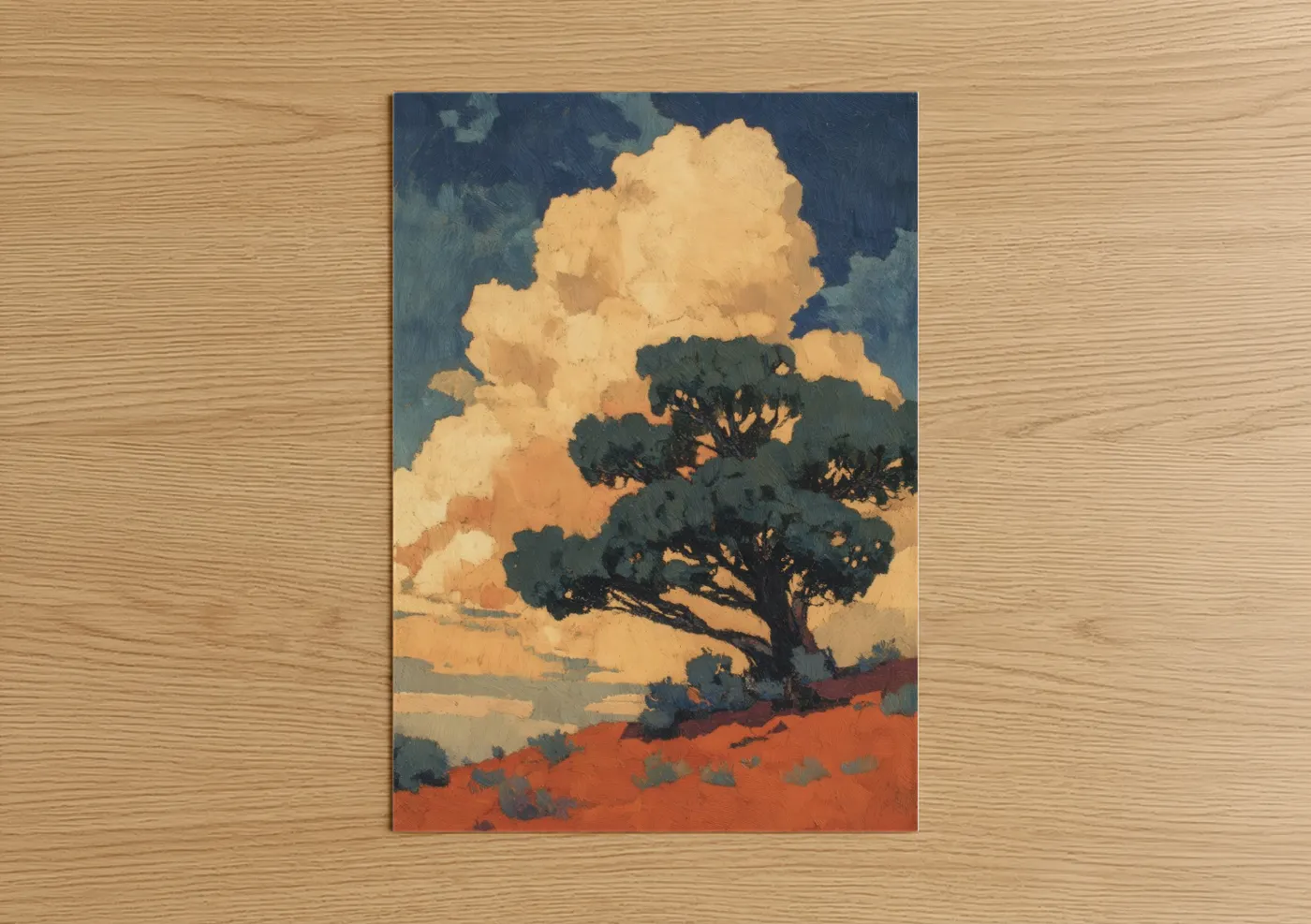 Golden Juniper Tree Sunset Landscape Wall Art