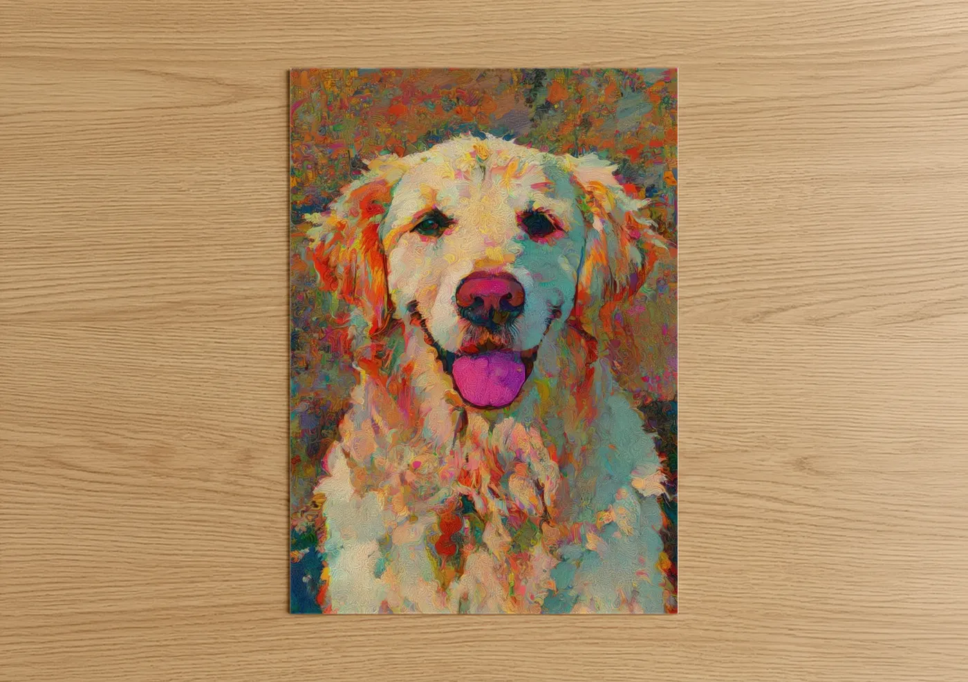 Colorful Happy Golden Retriever Portrait Wall Art