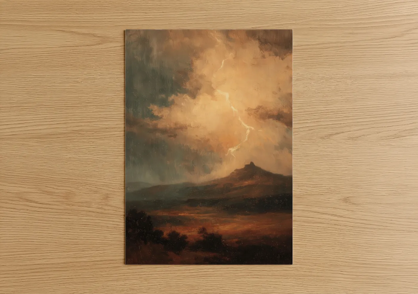 Stormy Peak Lightning Over Mountain Wall Art