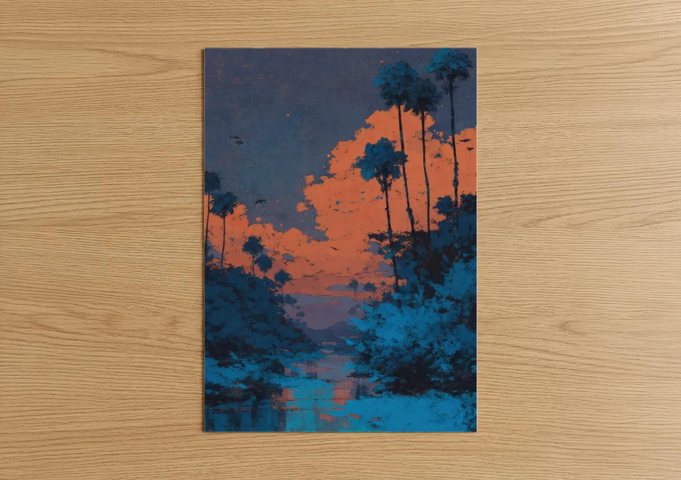 Tropical Sunset with Palm Trees Wall Art