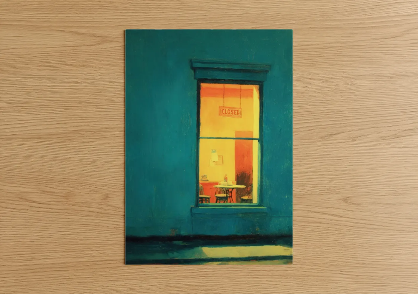 Closed Storefront Window Teal Yellow Wall Art