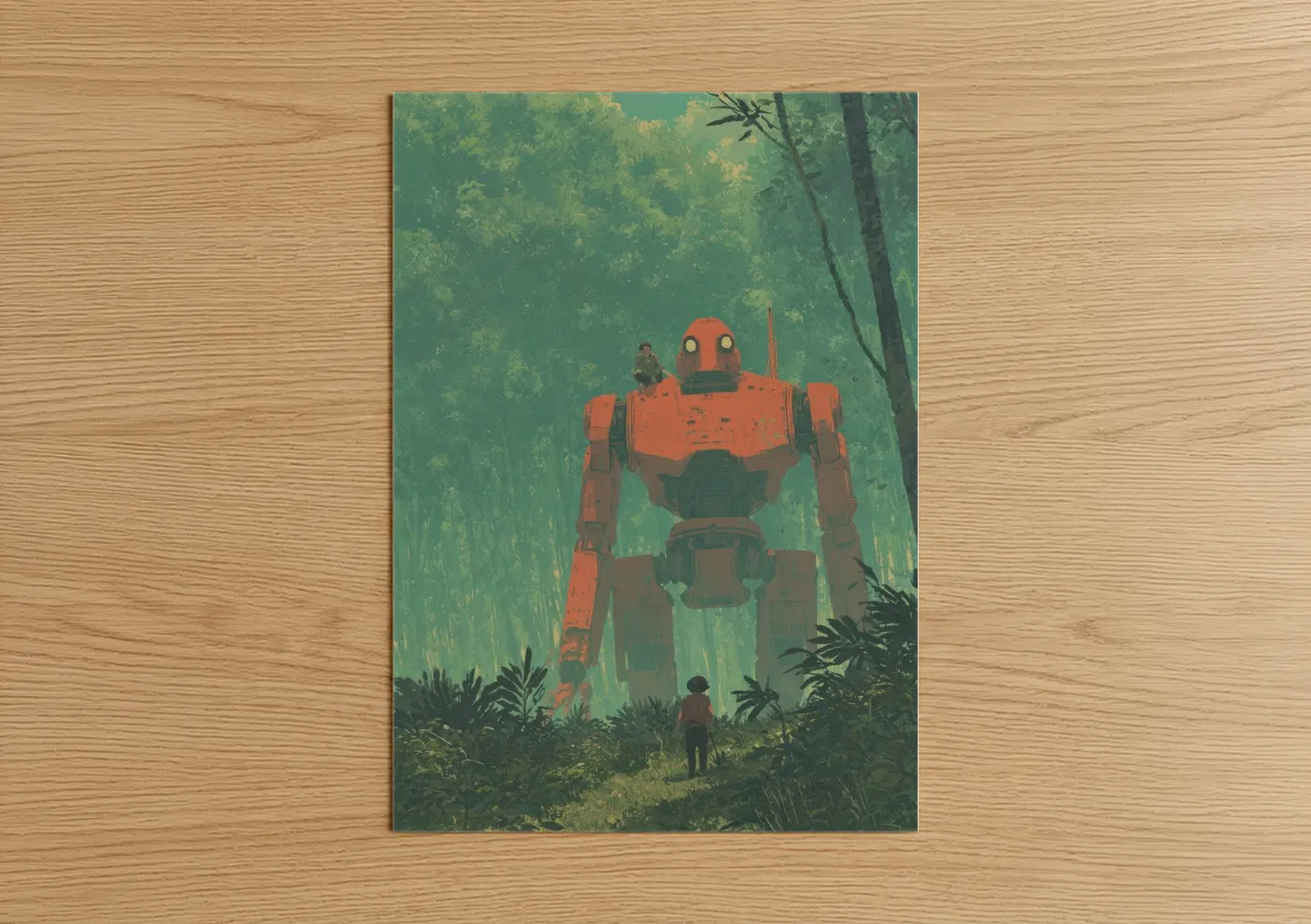 Giant Red Robot Forest Adventure Wall Art