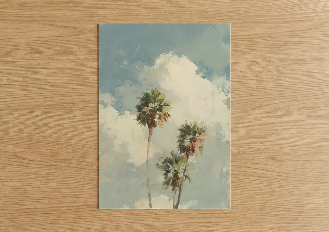 Tropical Palm Trees Cloudy Sky Wall Art