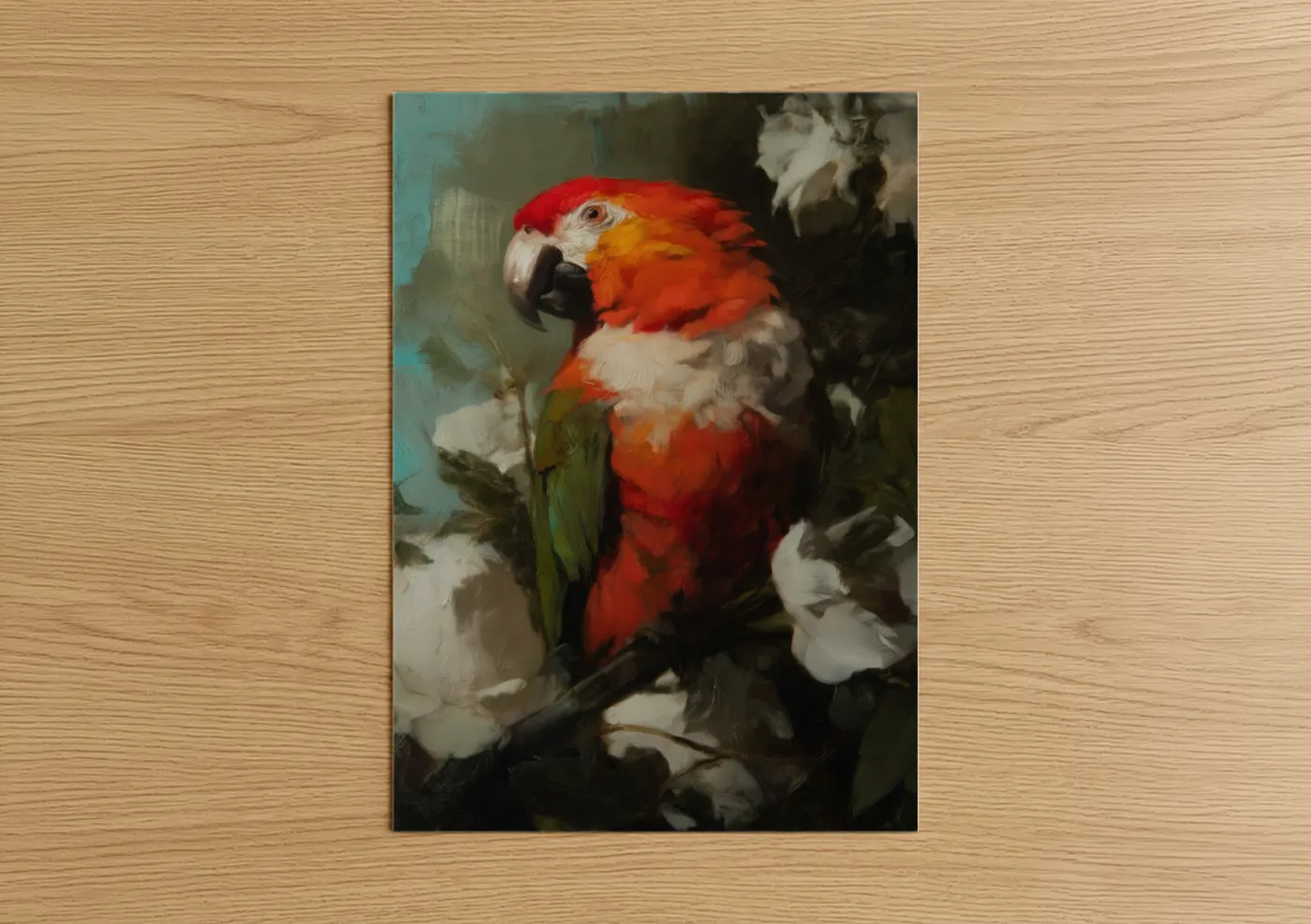Scarlet Macaw Portrait Oil Painting Wall Art