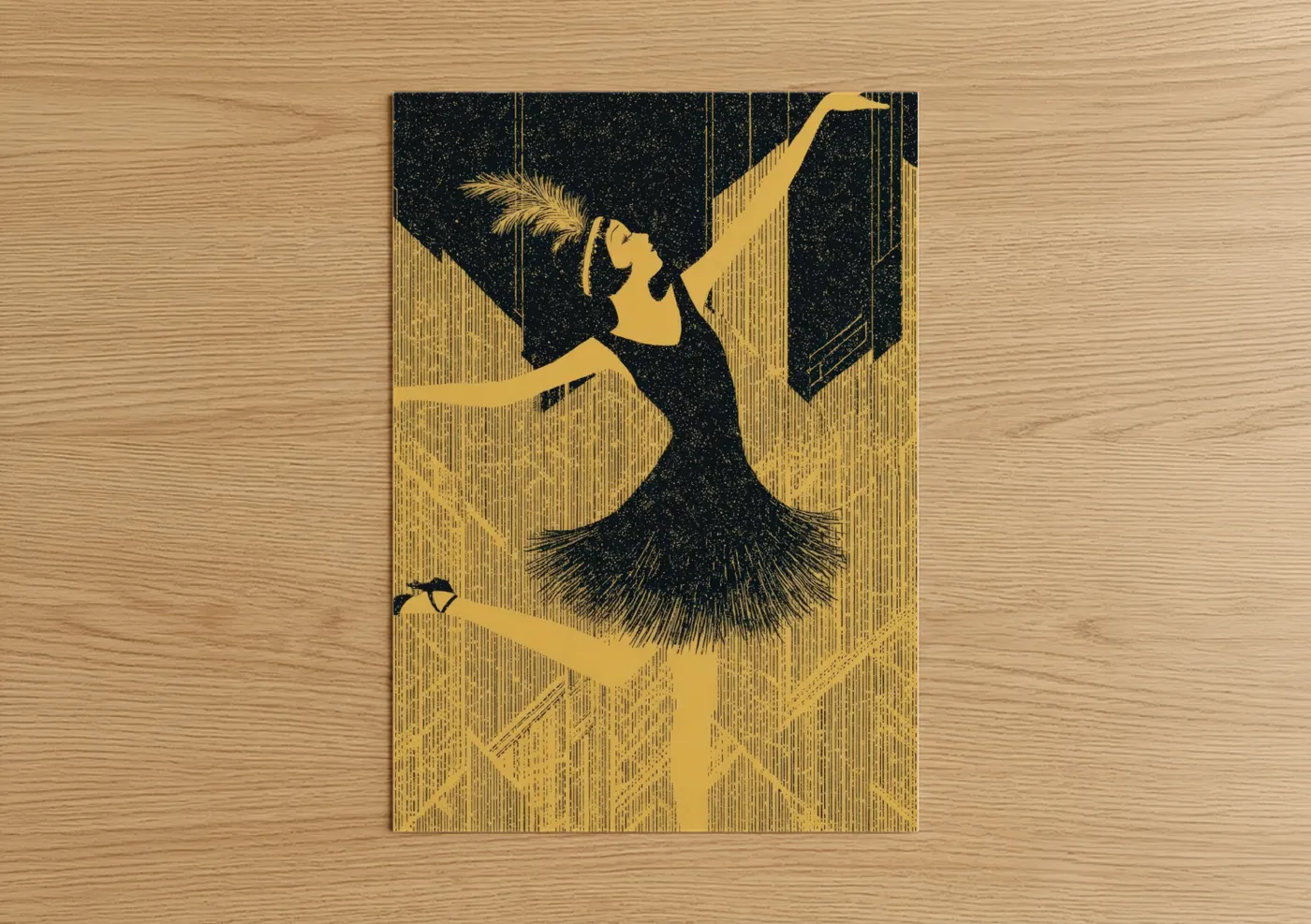Art Deco Dancer Retro Fashion Illustration Wall Art