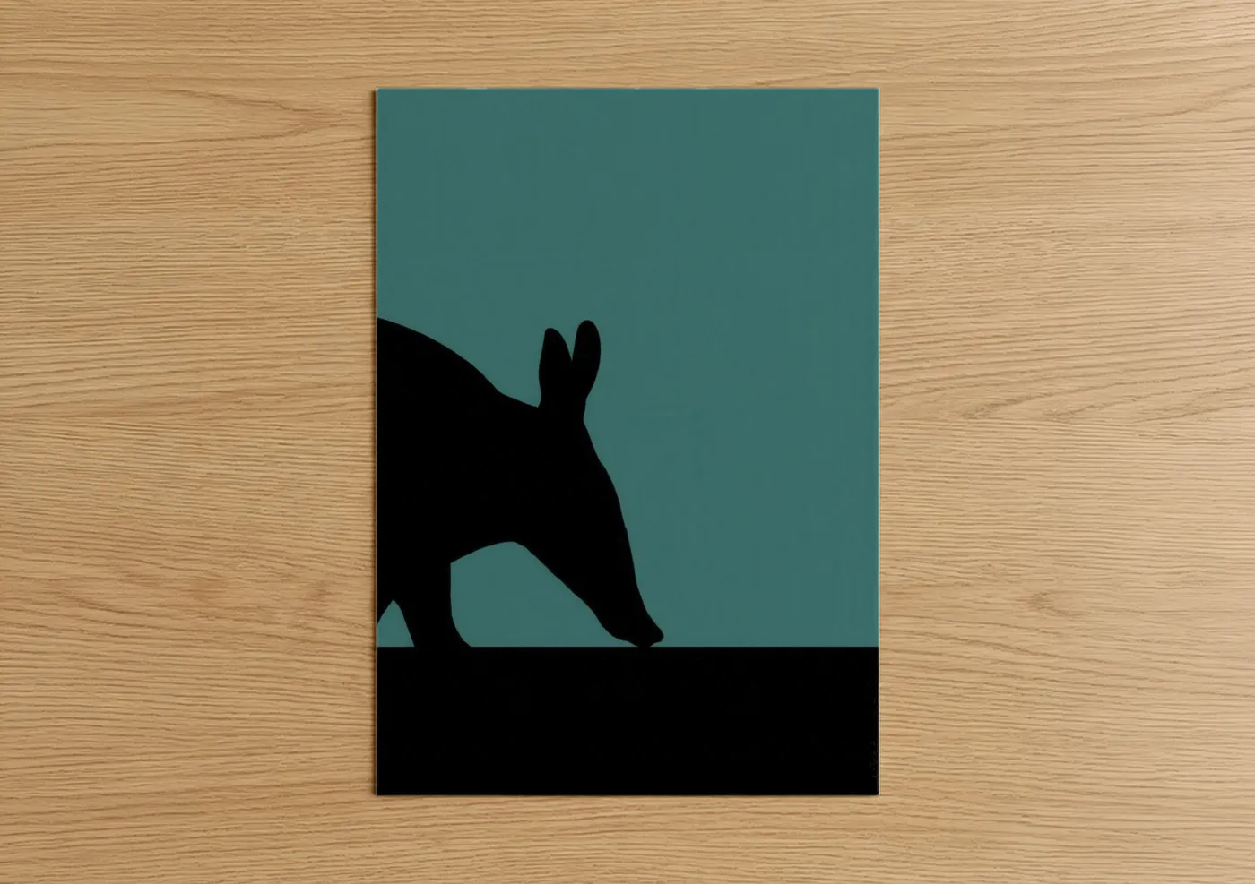 Aardvark Silhouette Teal Modern Wall Art