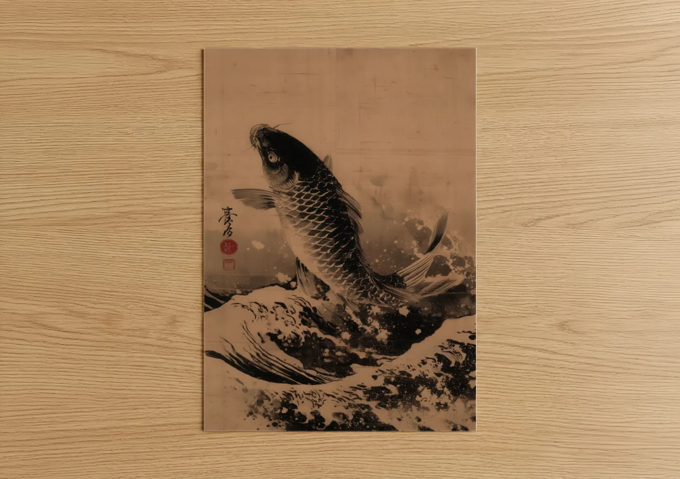 Black Dragon Fish Japanese Woodblock Wall Art