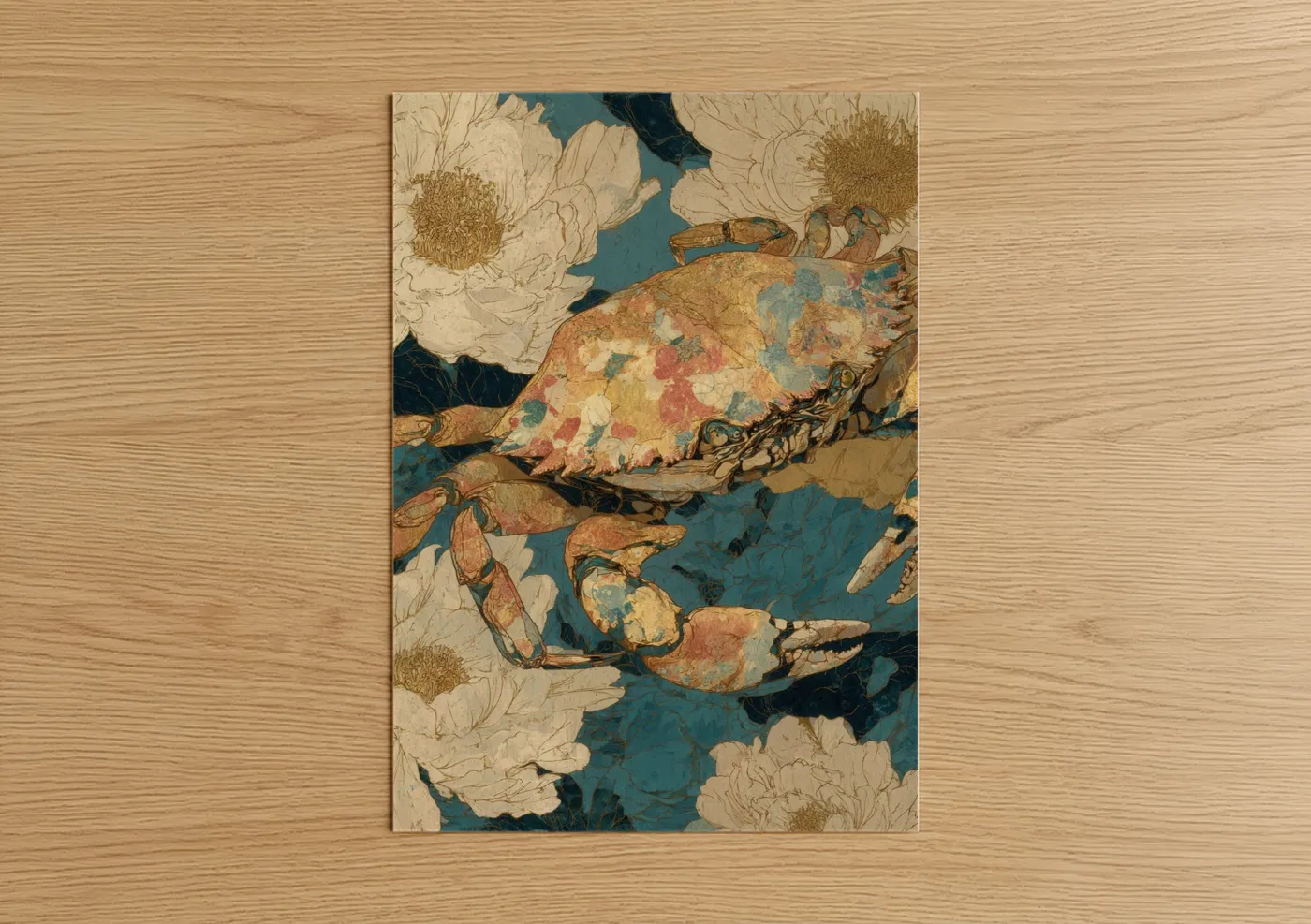 Ornate Crab with Floral Pattern Wall Art
