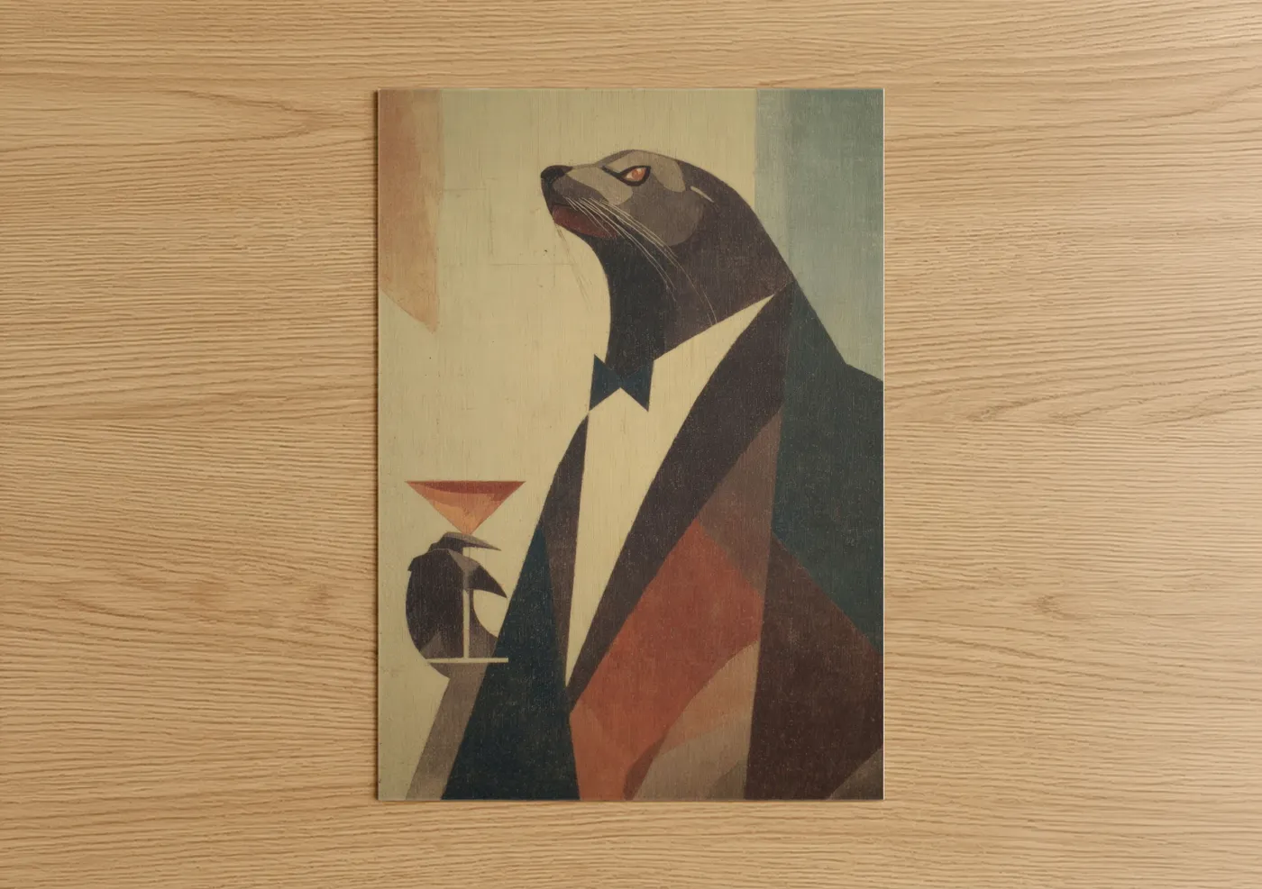 Dapper Sea Lion Art Deco Portrait Wall Art