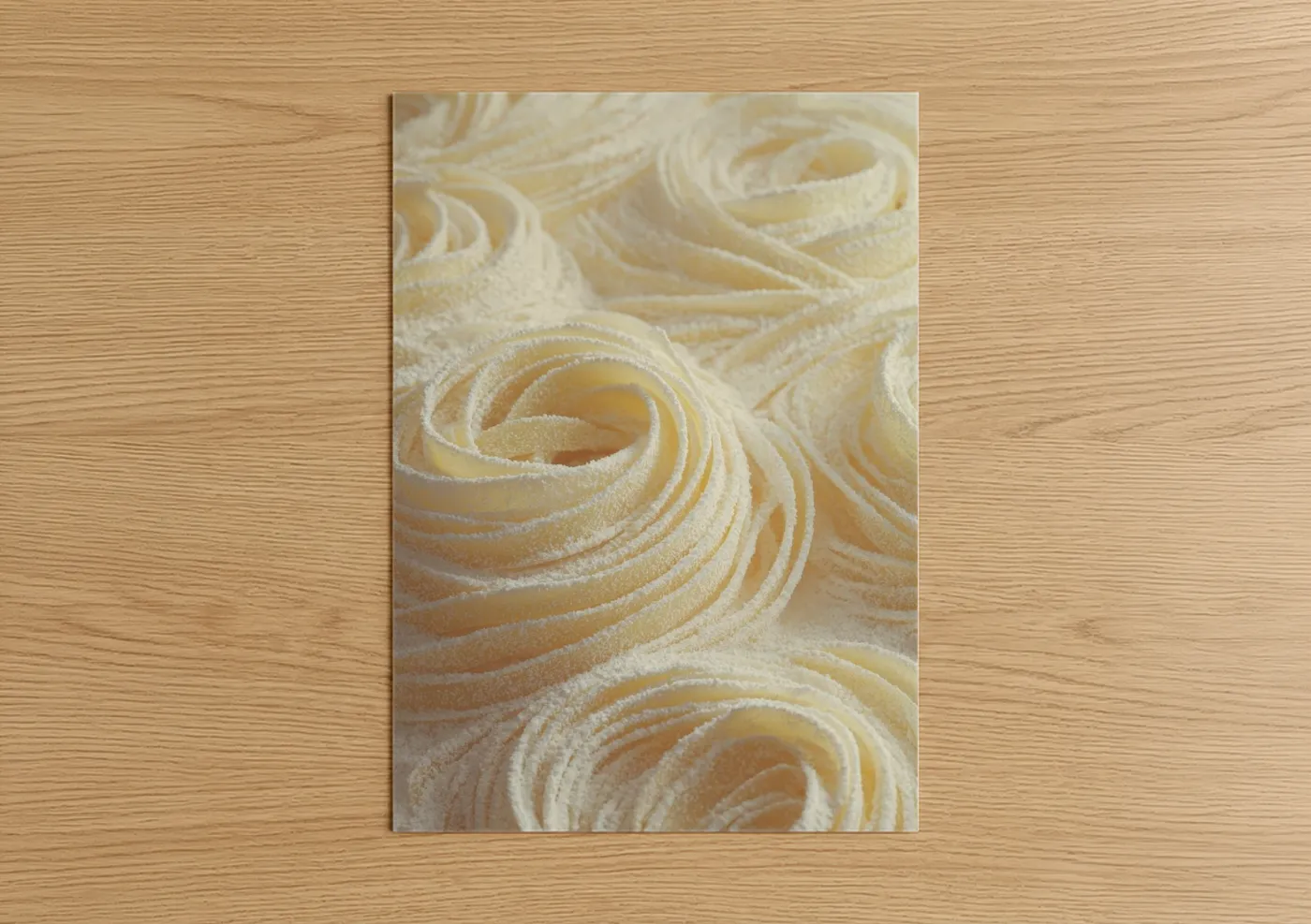 Cream Pasta Nests Close-Up Photography Wall Art
