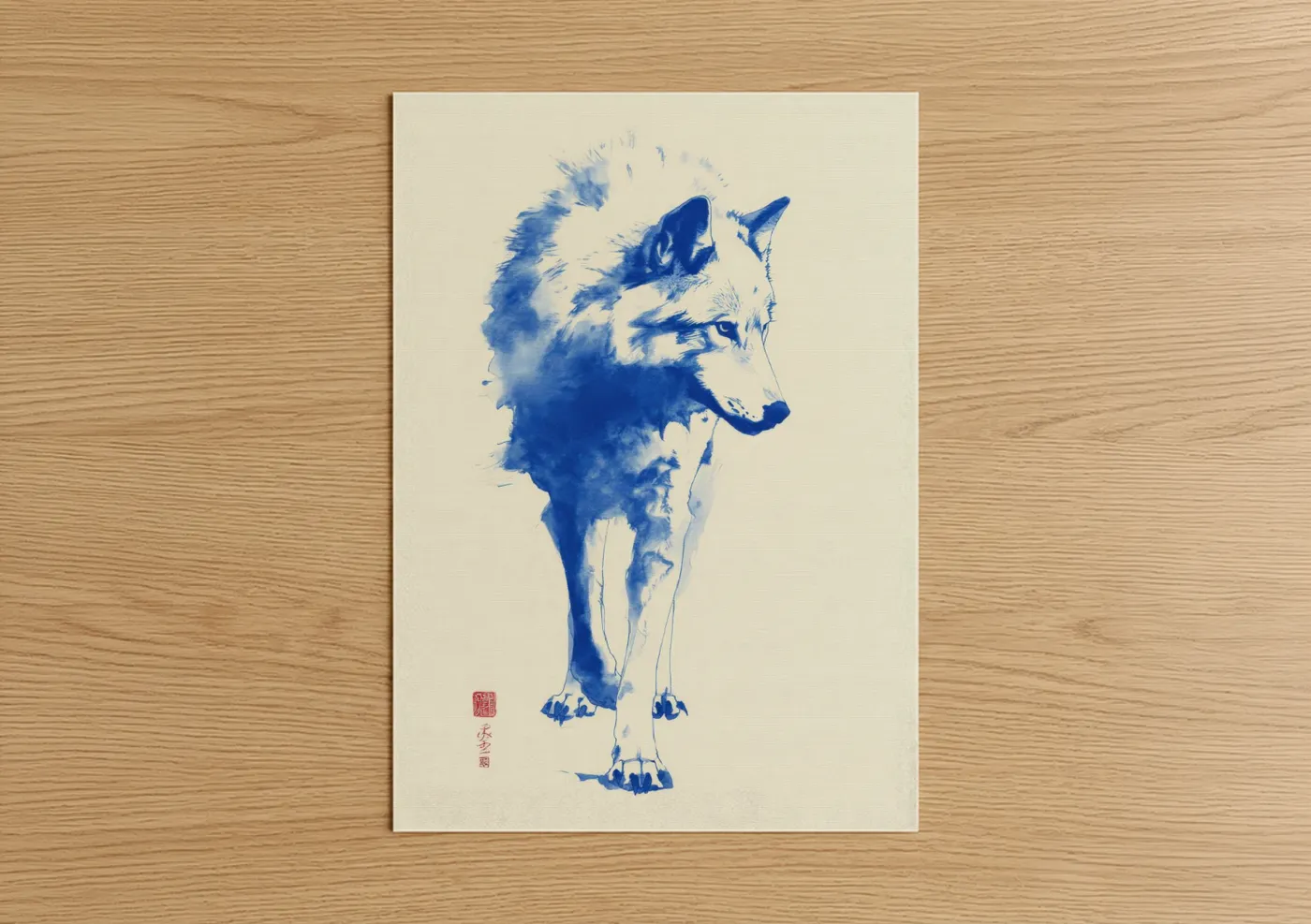 Azure Wolf Study Watercolor Wall Art
