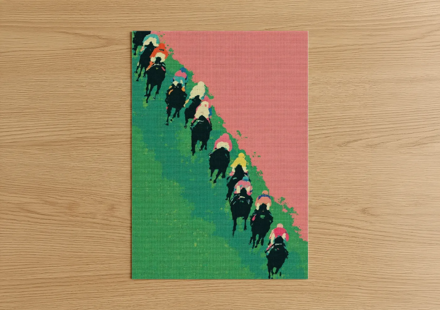 Colorful Horse Racing Procession Wall Art