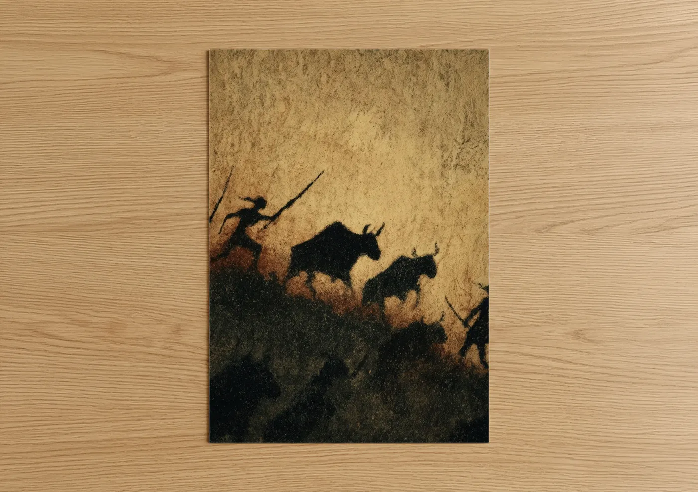 Ancient Desert Hunting Scene Shadow Wall Art