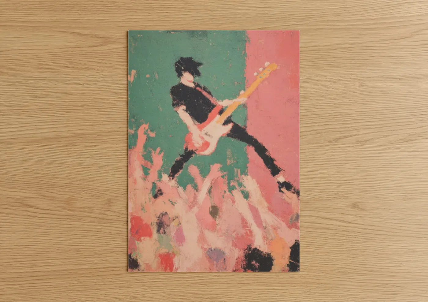 Energetic Bass Player Abstract Wall Art