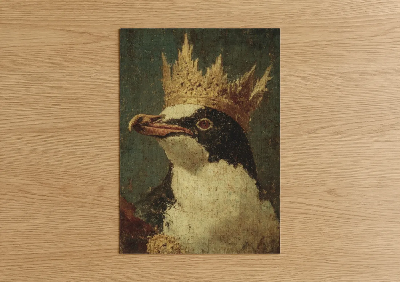 Crowned Penguin Royal Portrait Wall Art