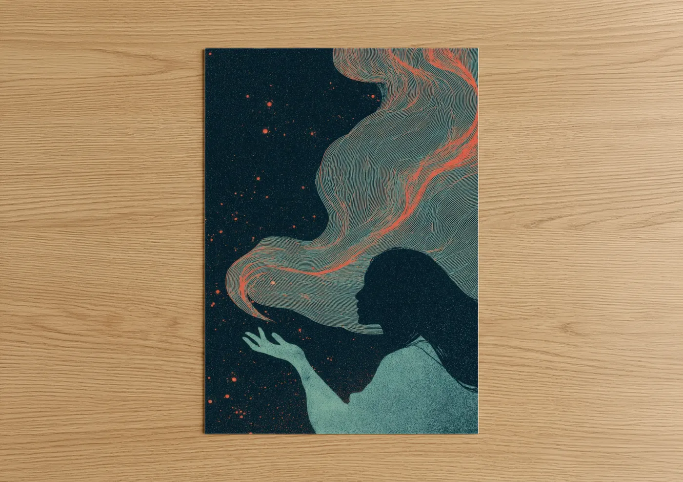 Cosmic Enchantress Magic Illustration Wall Art
