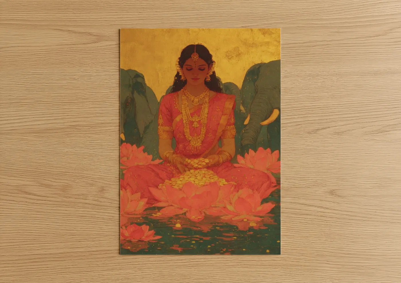 Hindu Goddess Lotus Meditation Wall Art