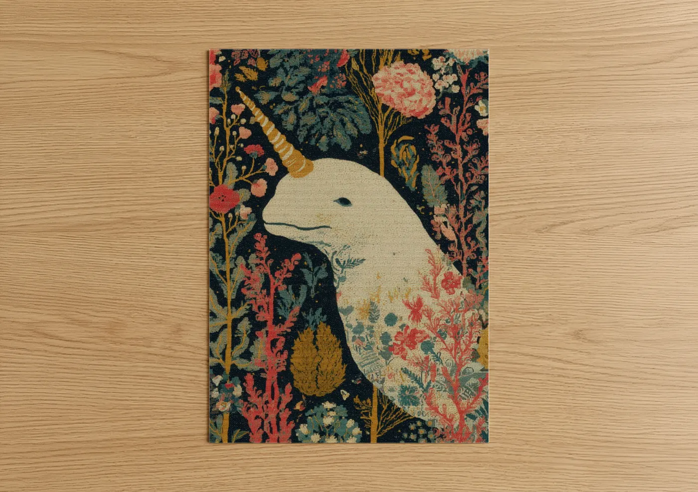 Narwhal Floral Garden Illustration Wall Art