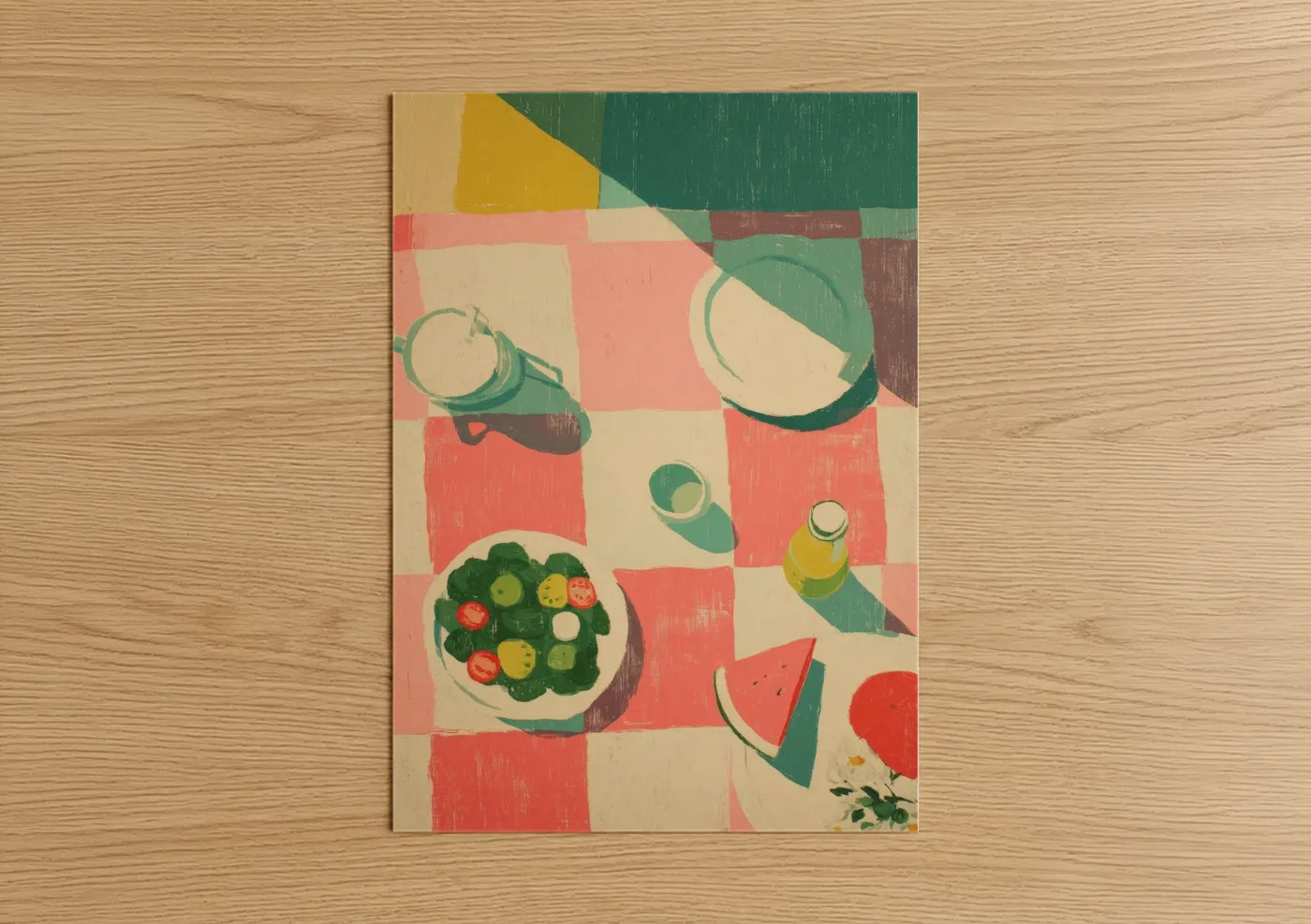 Garden Salad Picnic Flat Design Wall Art