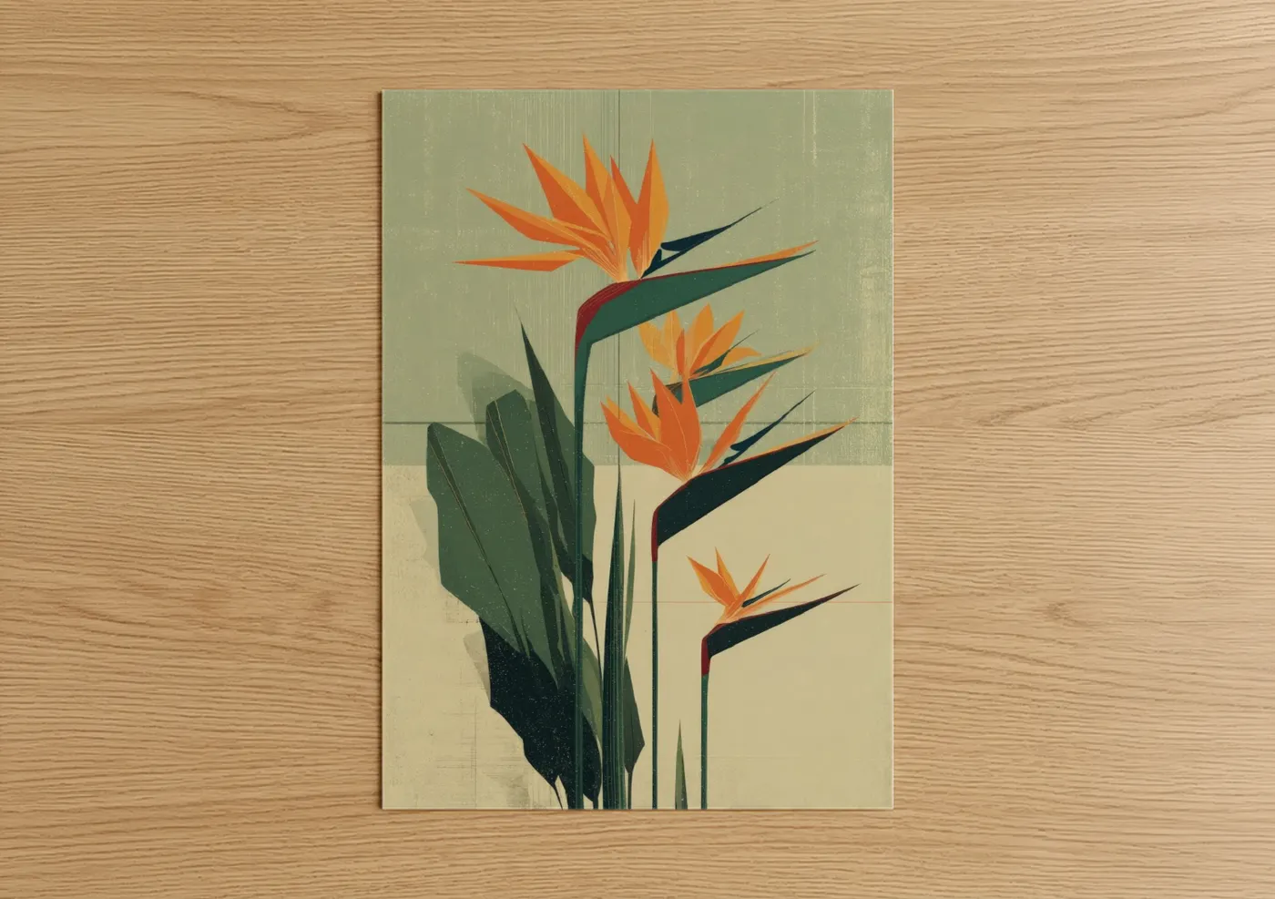 Birds of Paradise Orange Botanical Wall Art