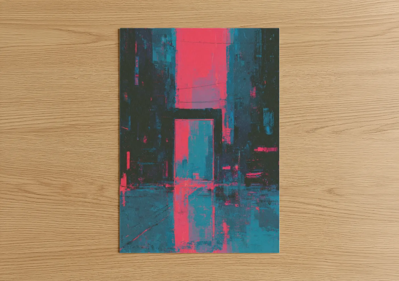 Neon Gateway Urban Architecture Wall Art