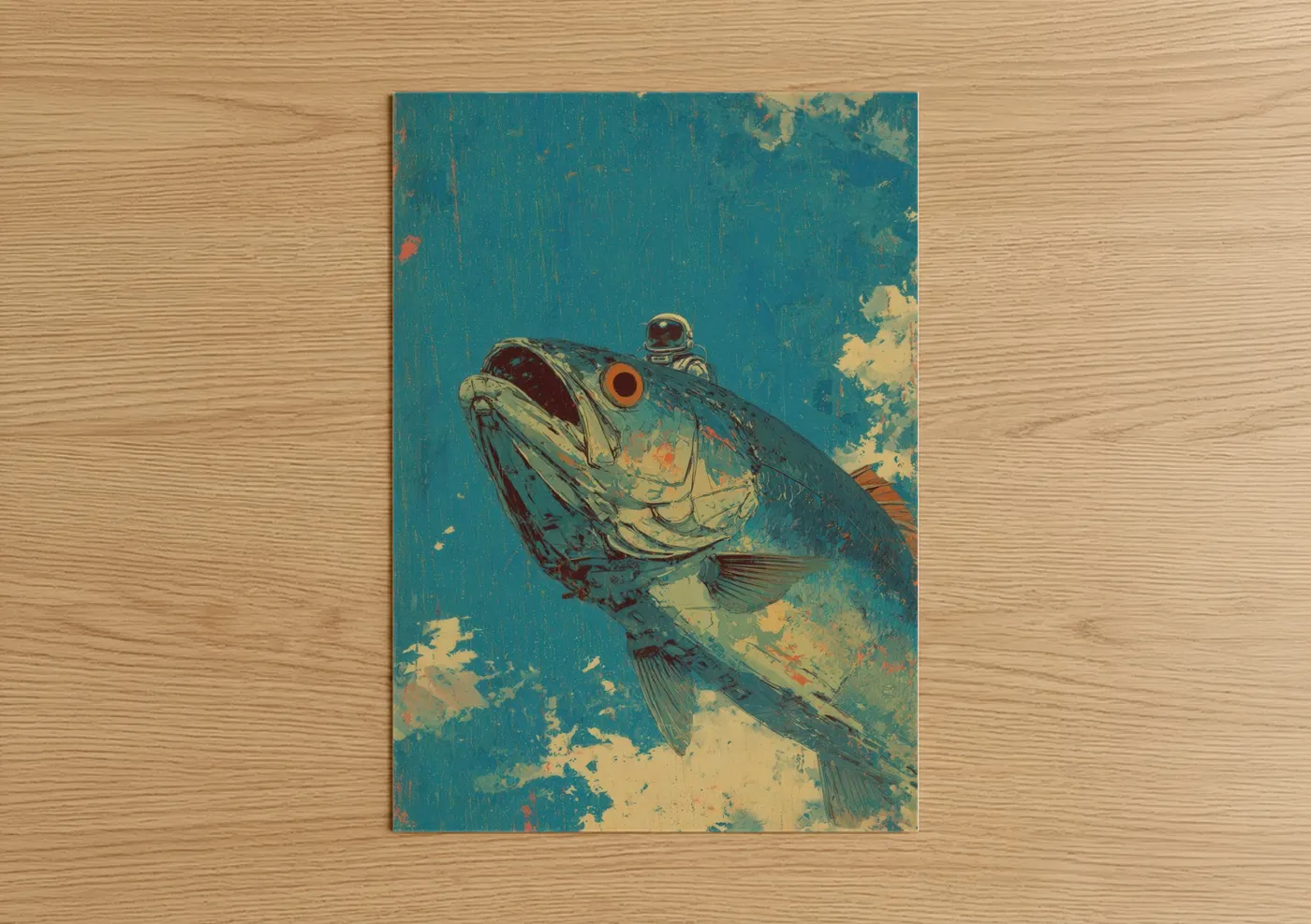 Astronaut Tarpon Retro Sci-Fi Art Wall Art