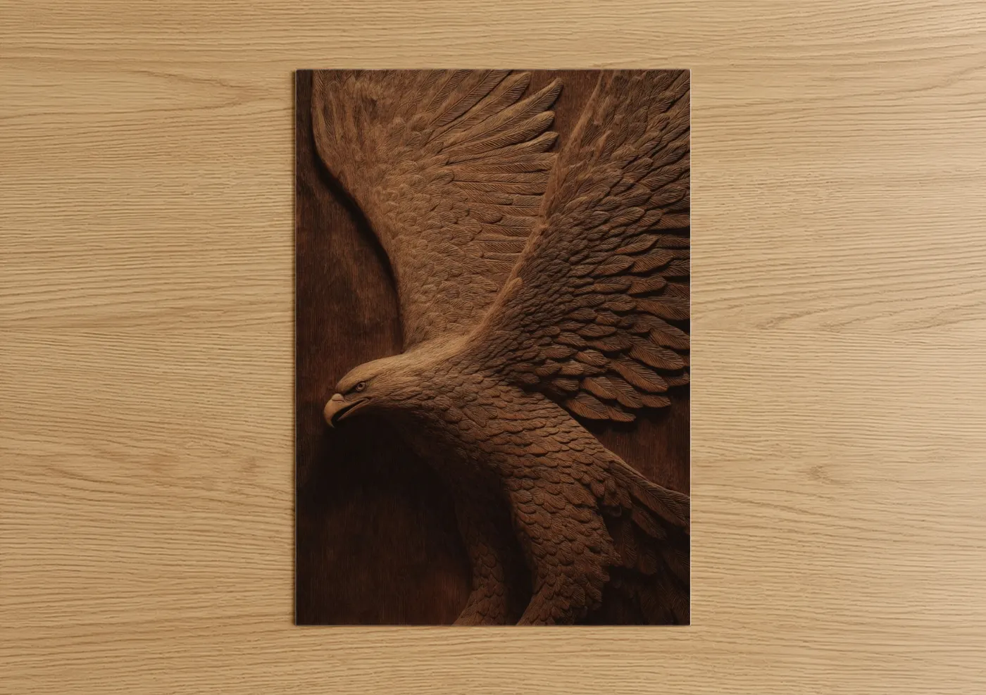 Wooden Eagle Carving Relief Wall Art