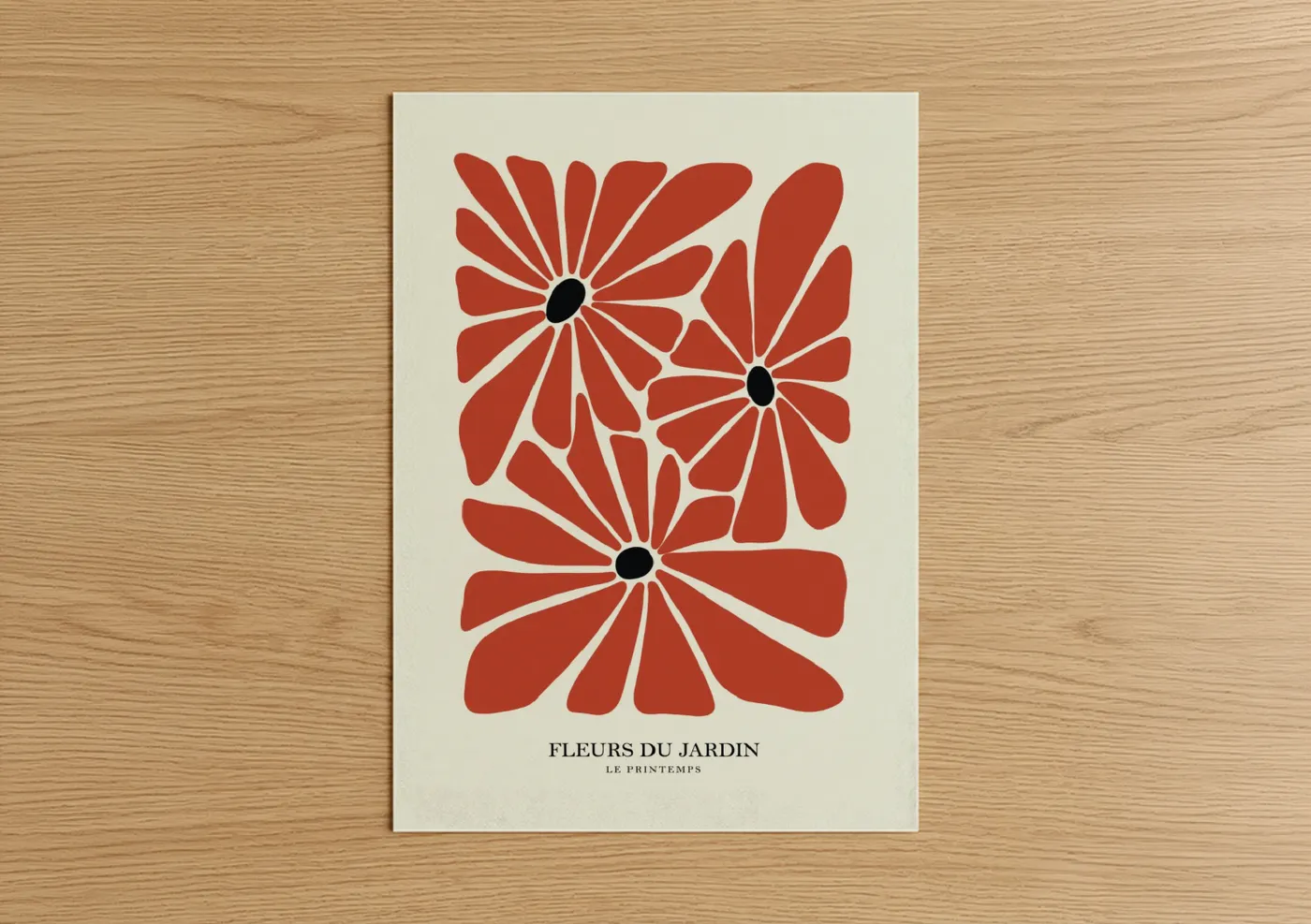 Crimson Abstract Flower Garden Print Wall Art
