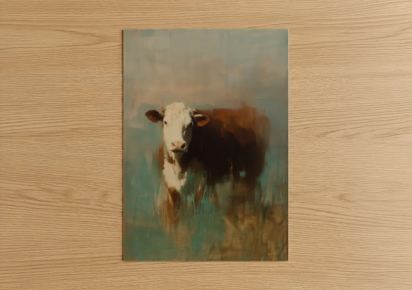 Hereford Cow Impressionist Painting Wall Art