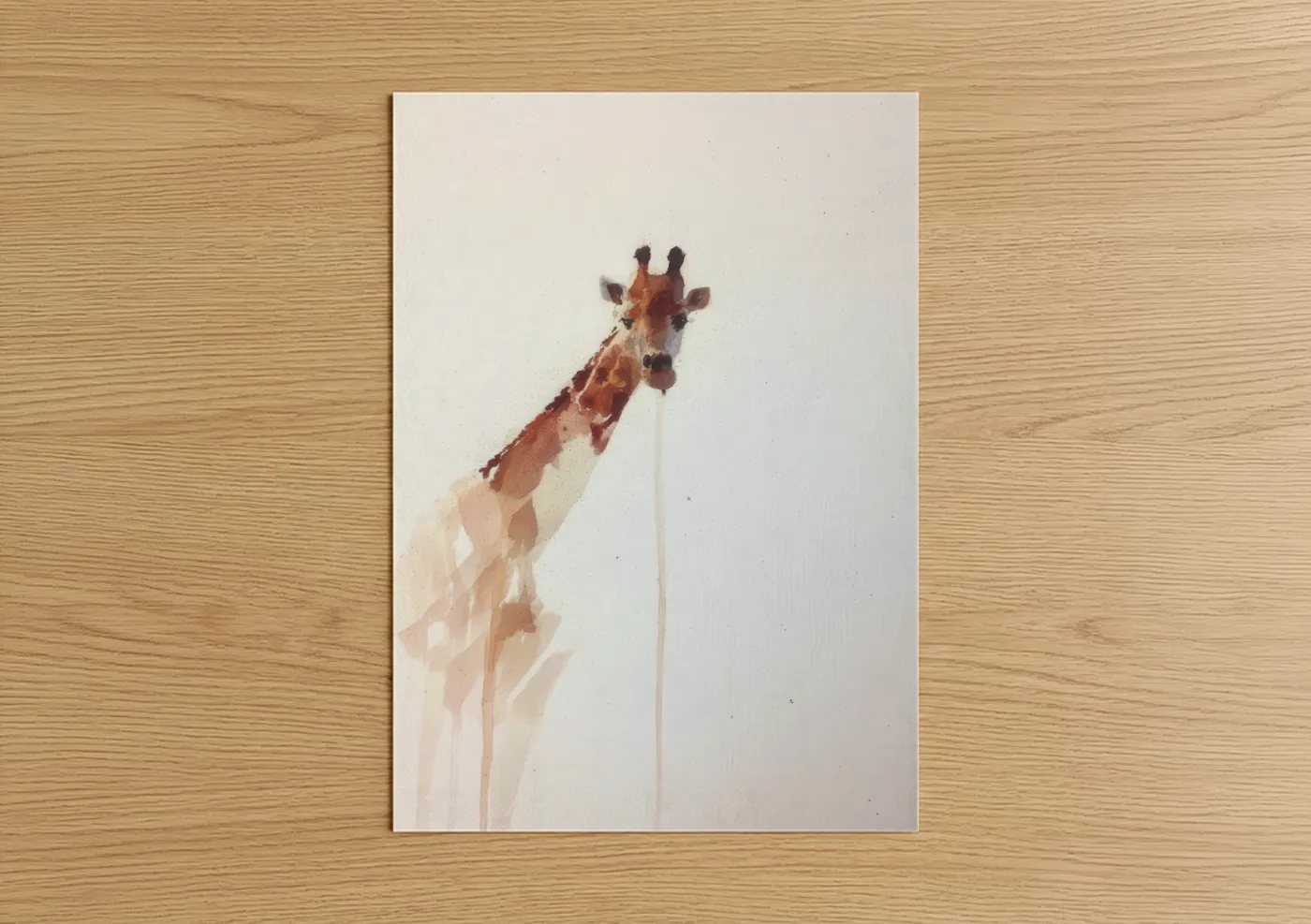 Curious Giraffe Watercolor Wildlife Wall Art