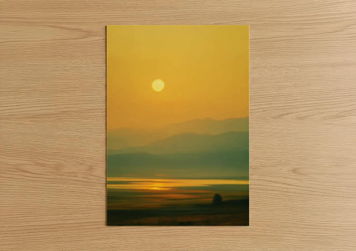 Golden Mountain Sunset Over Landscape Wall Art