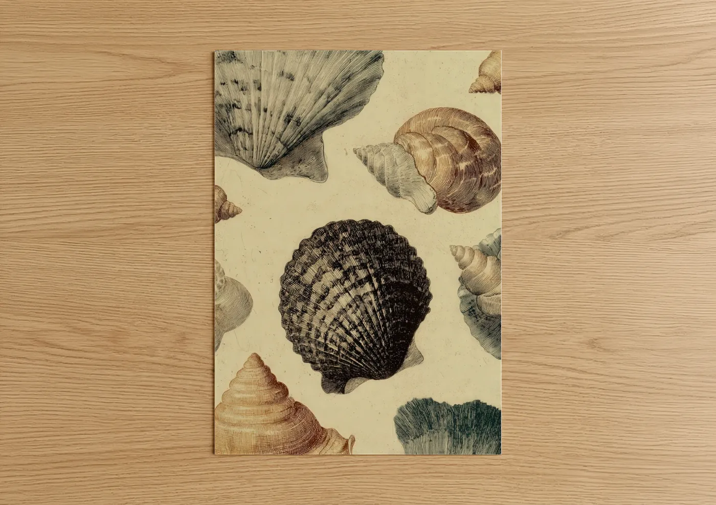 Vintage Seashell Study Illustration Wall Art