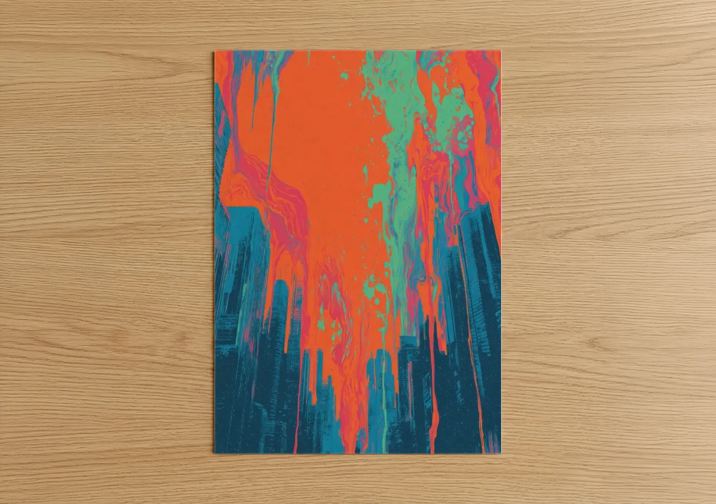 Neon Cityscape Extraterrestrial Wall Art
