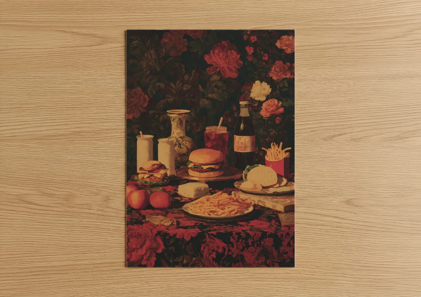 Retro Fast Food Still Life Floral Wall Art