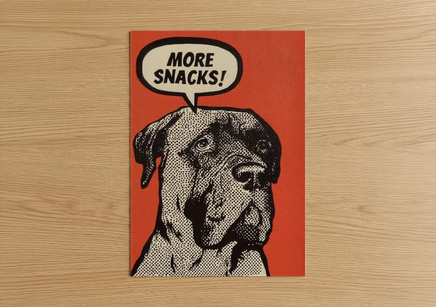 Hungry Mastiff Pop Art Comic Style Wall Art