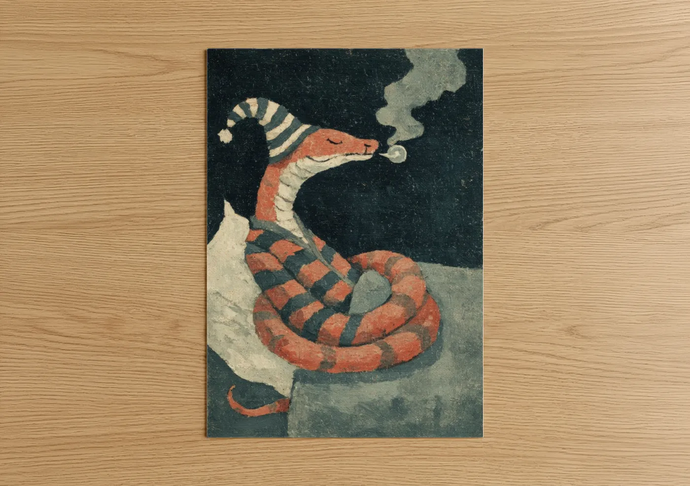 Smoking Viper Japanese Art Print Wall Art