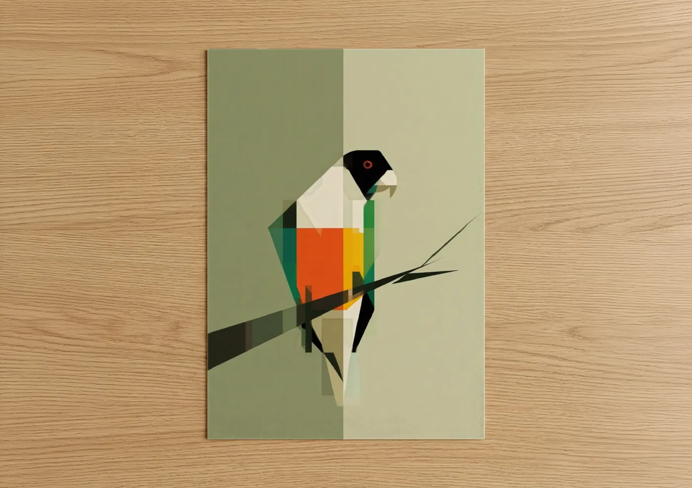 Geometric Safari Parrot Abstract Wall Art