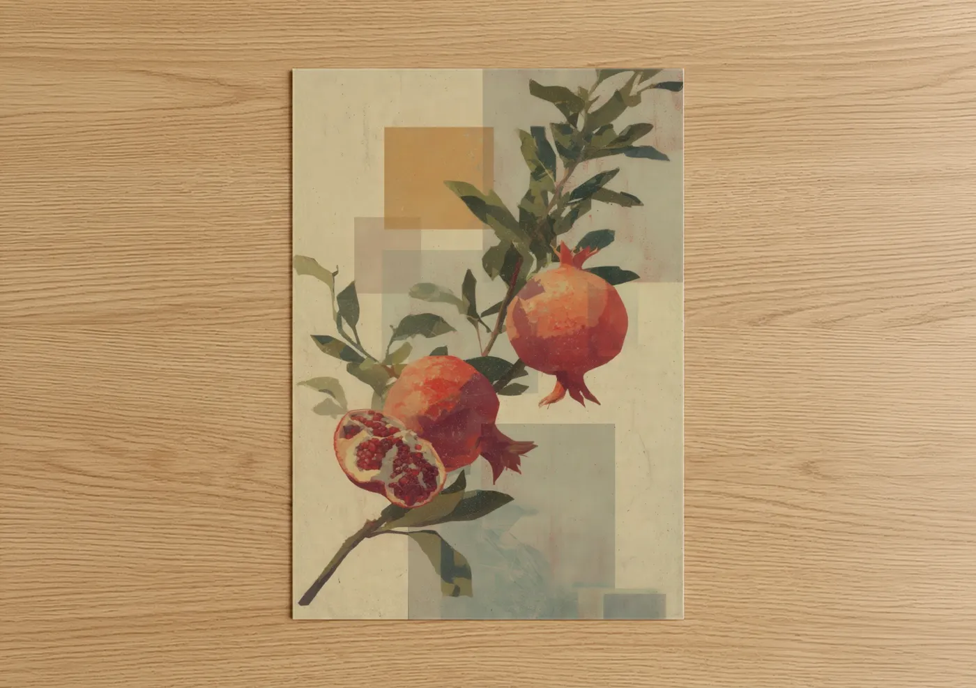 Pomegranate Branch Botanical Art Print Wall Art