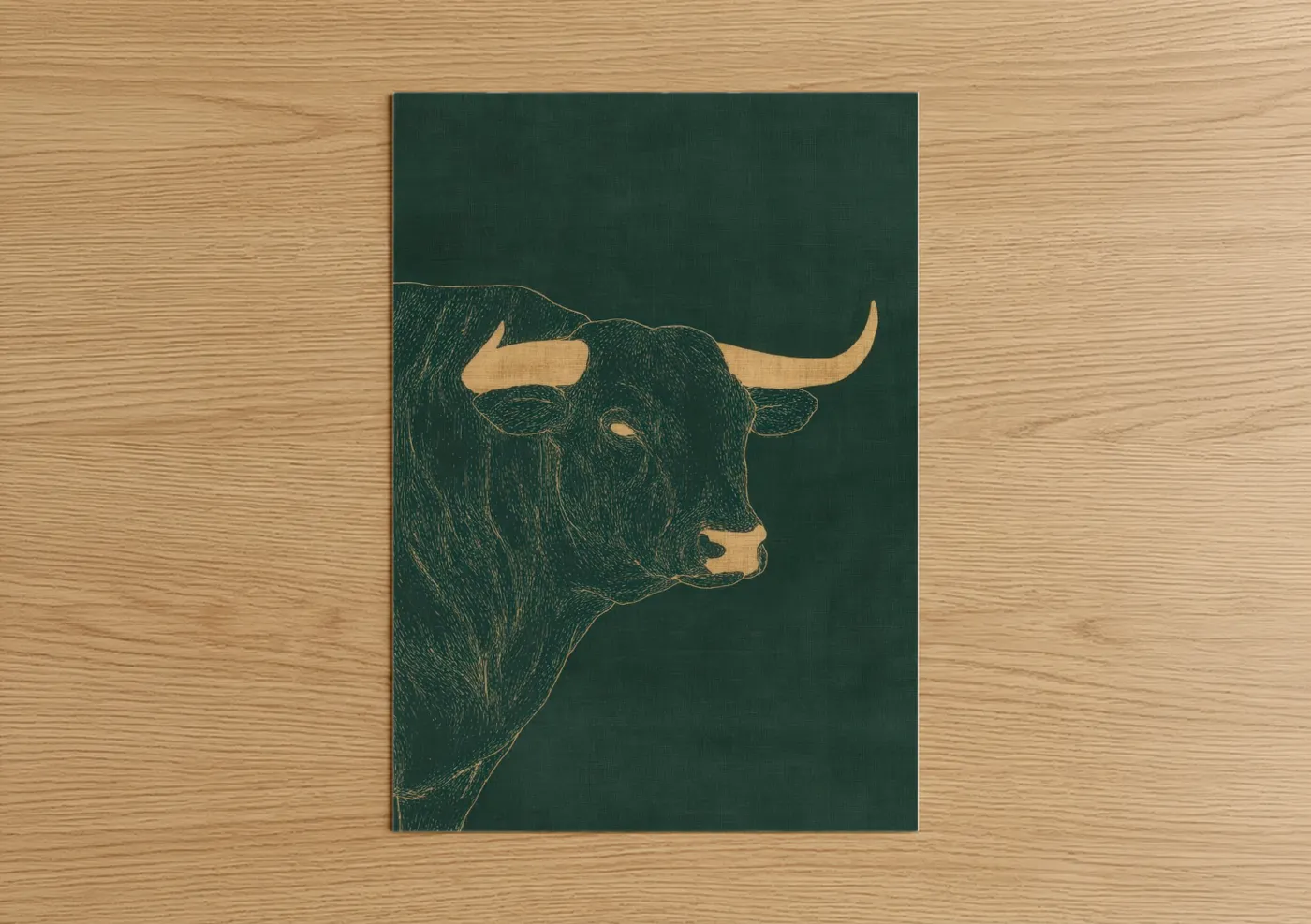Golden Taurus Zodiac Minimalist Wall Art