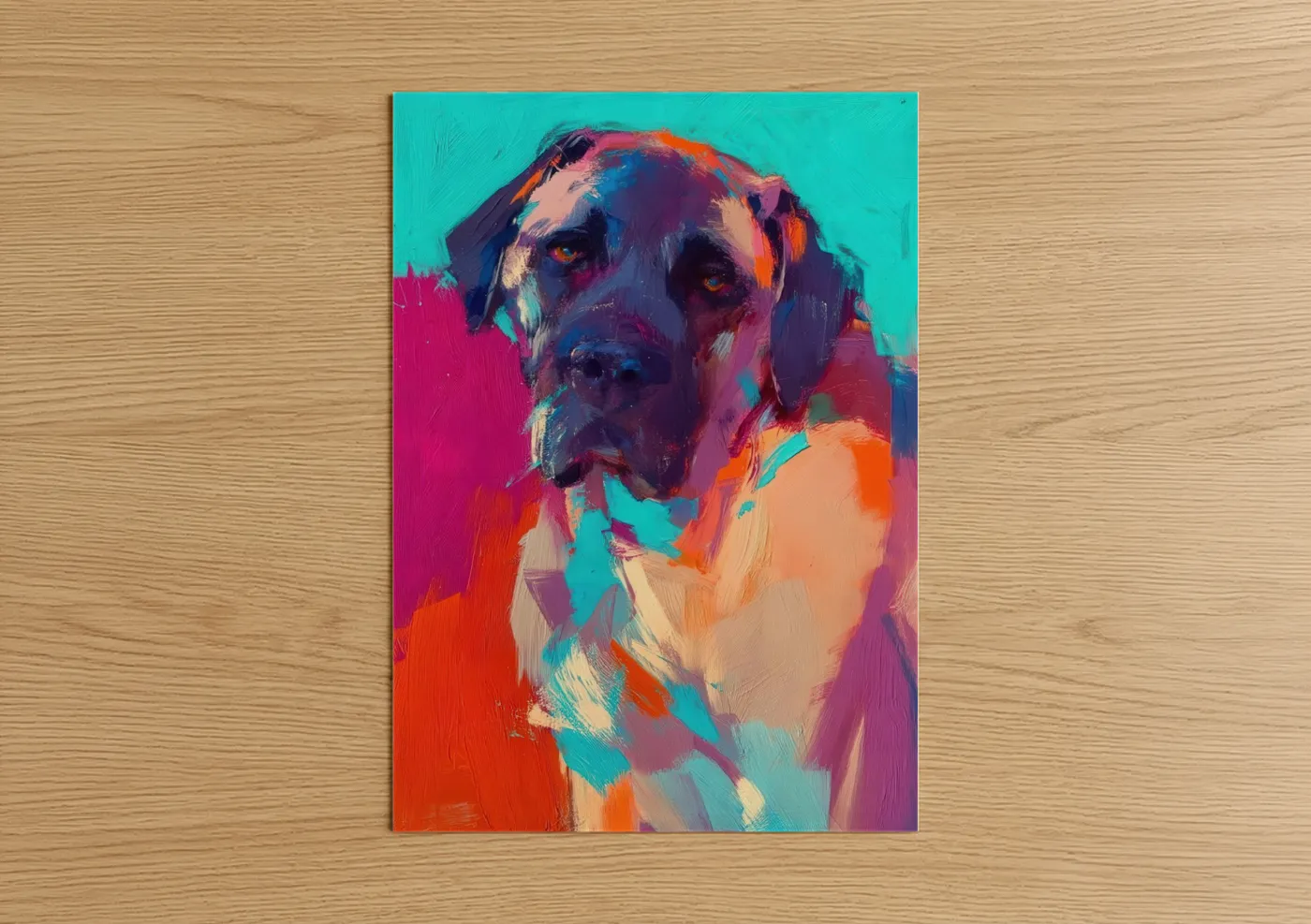Neon Mastiff Pop Art Dog Portrait Wall Art