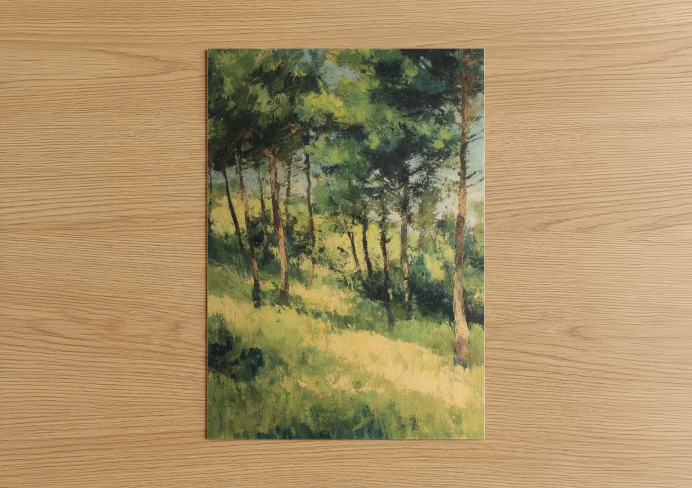 Sunlit Pine Forest Impressionist Landscape Wall Art