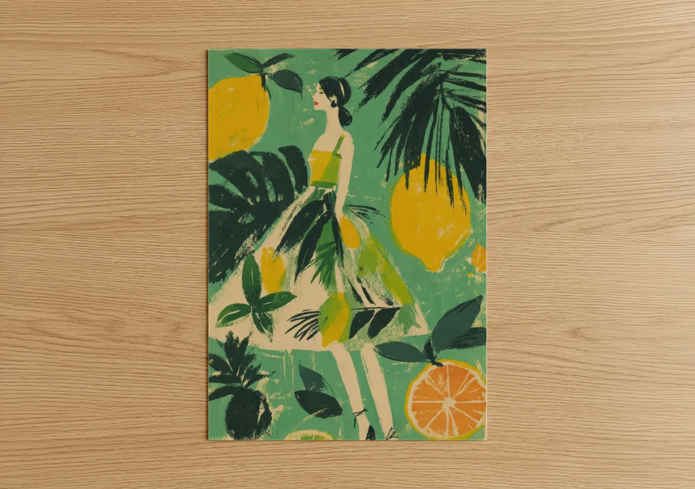 Tropical Fashion Woman Illustration Wall Art