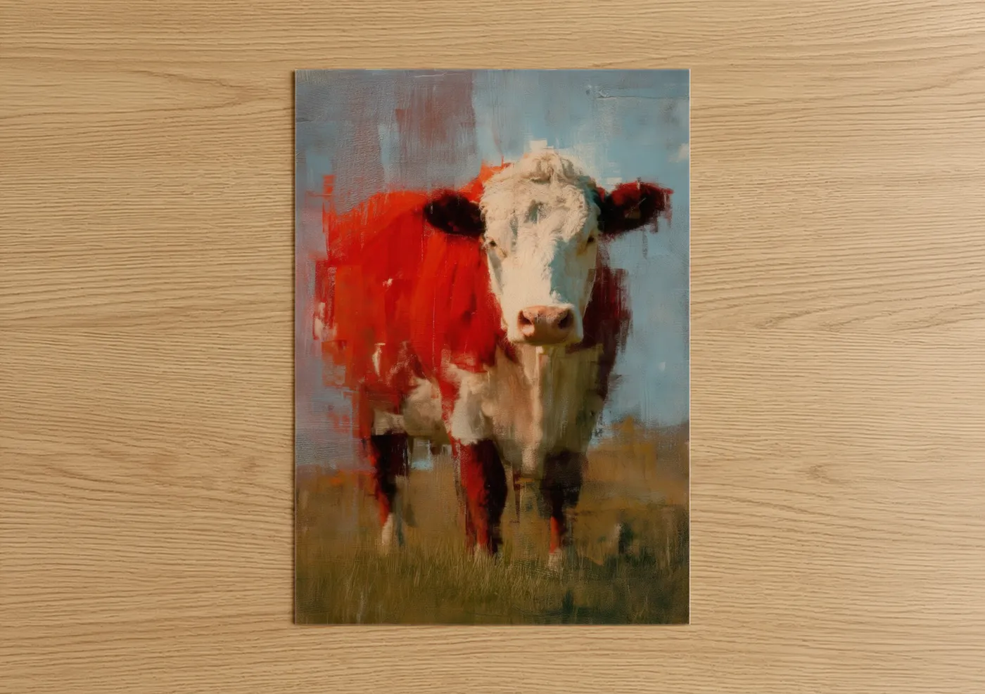 Red Hereford Cow Contemporary Wall Art
