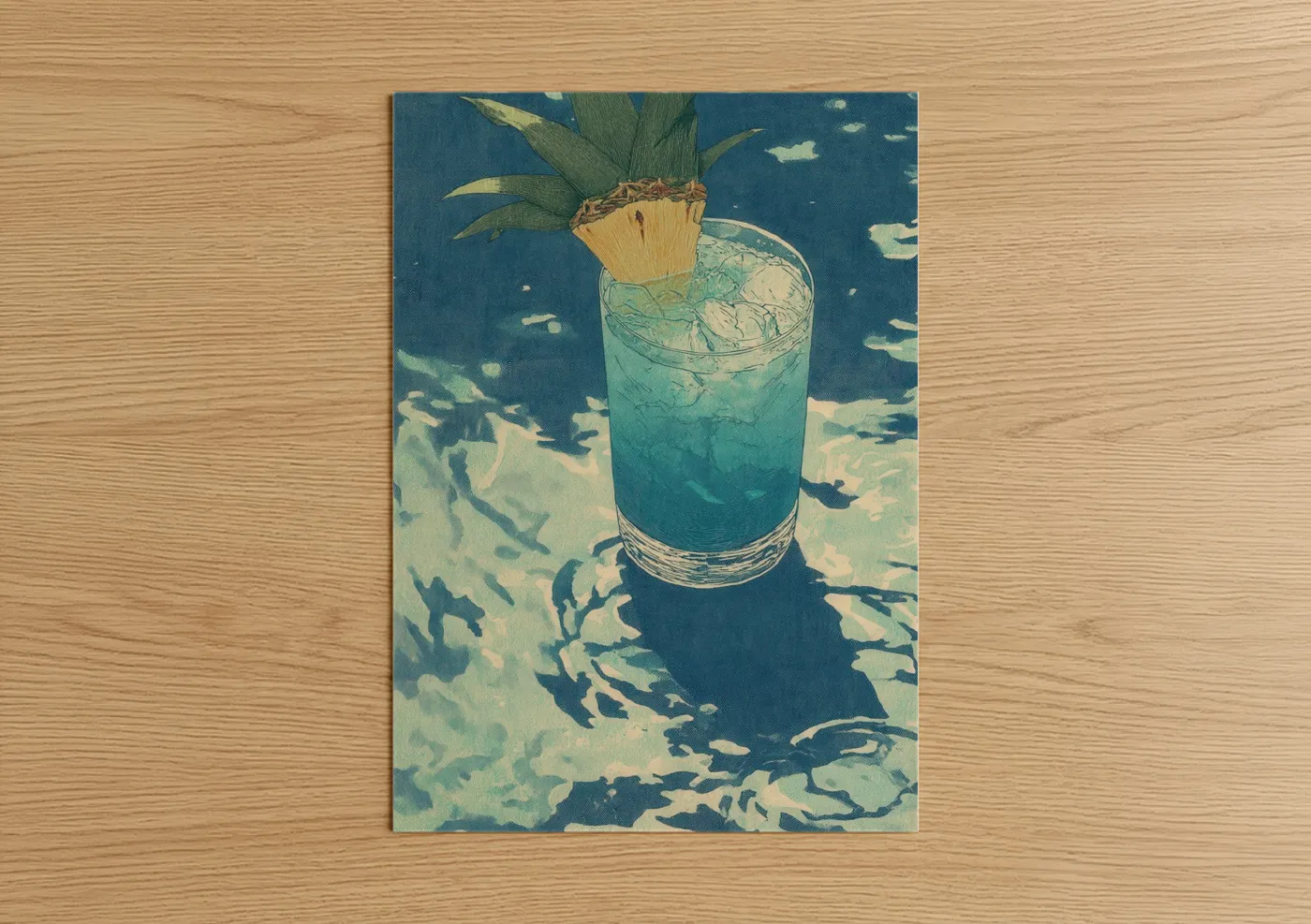 Tropical Cocktail with Pineapple Illustration Wall Art