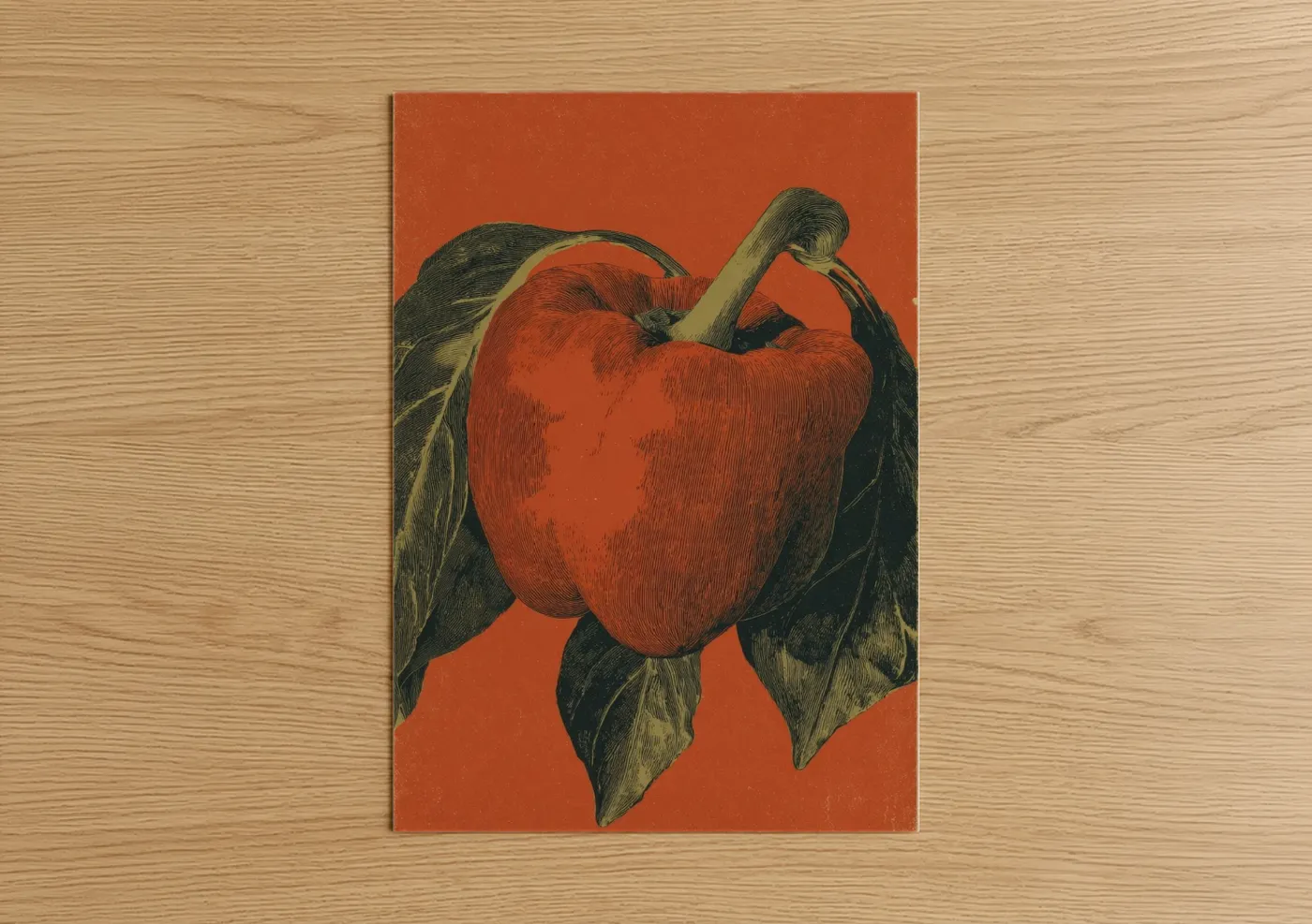 Crimson Apple Botanical Illustration Wall Art