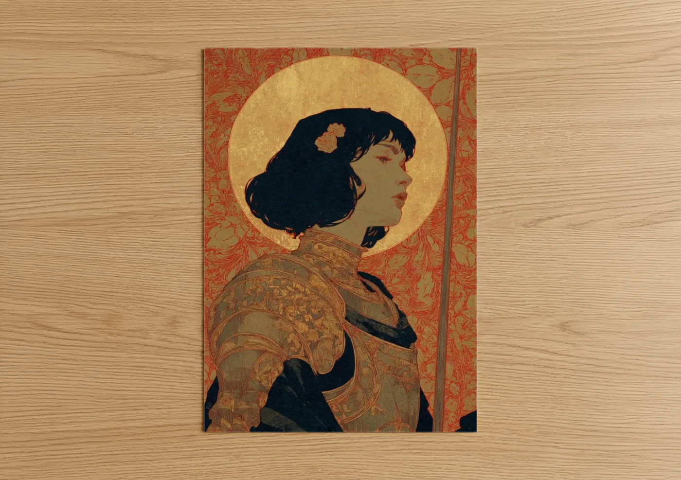 Joan of Arc Golden Halo Portrait Wall Art