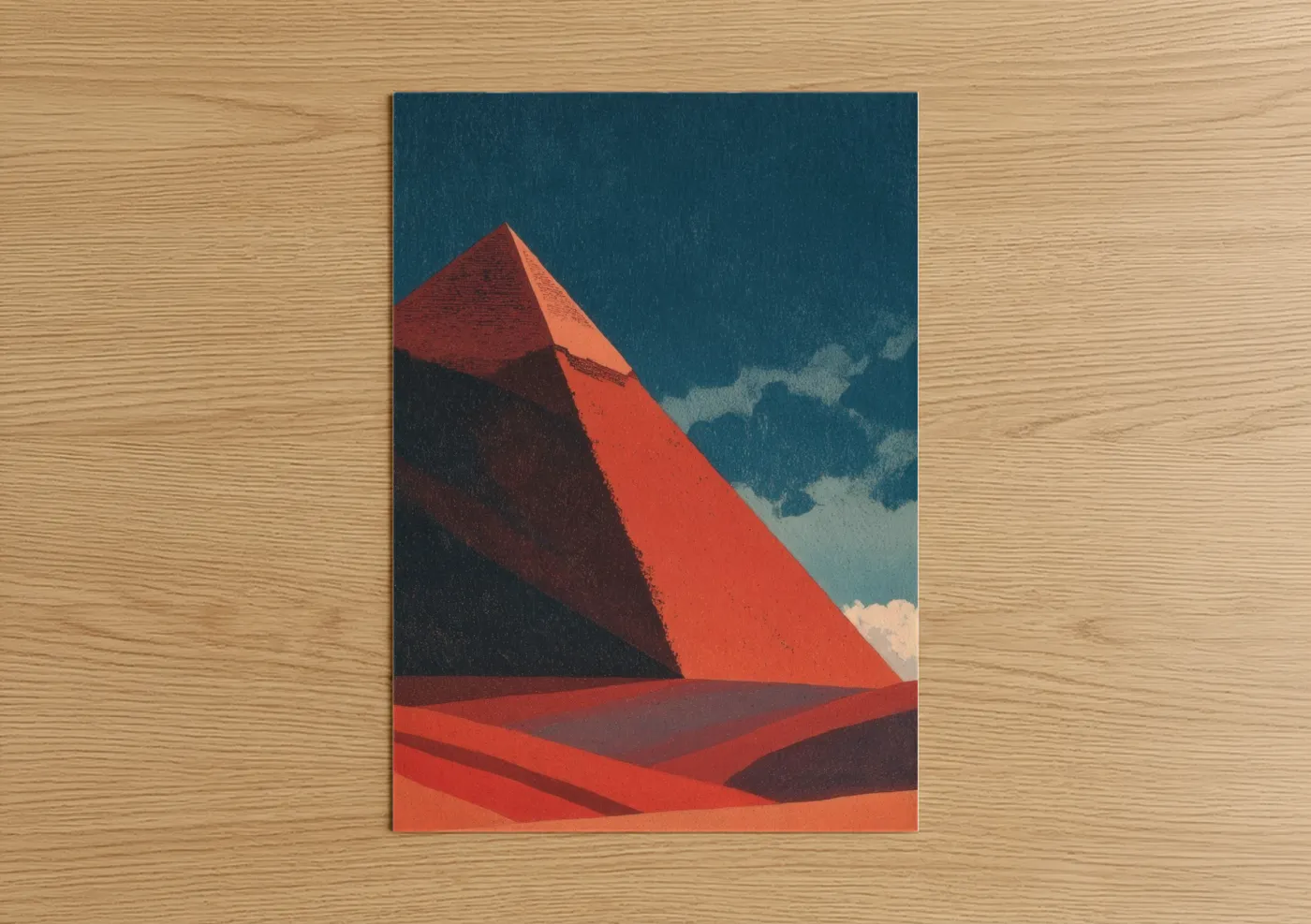 Crimson Pyramid Architectural Wall Art